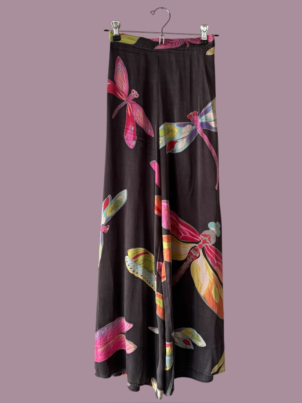 Vintage 90s Citron Santa Monica Silk Dragonfly Print Pants